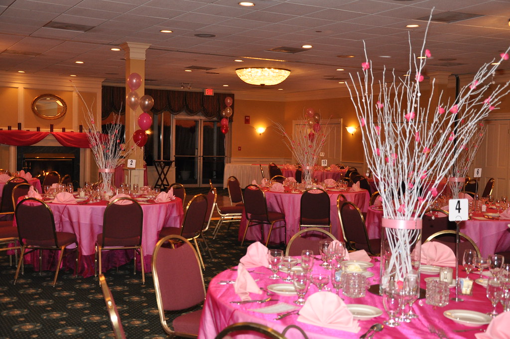 Quinceanera Decor, Hot pink is the theme! Winter white twig…